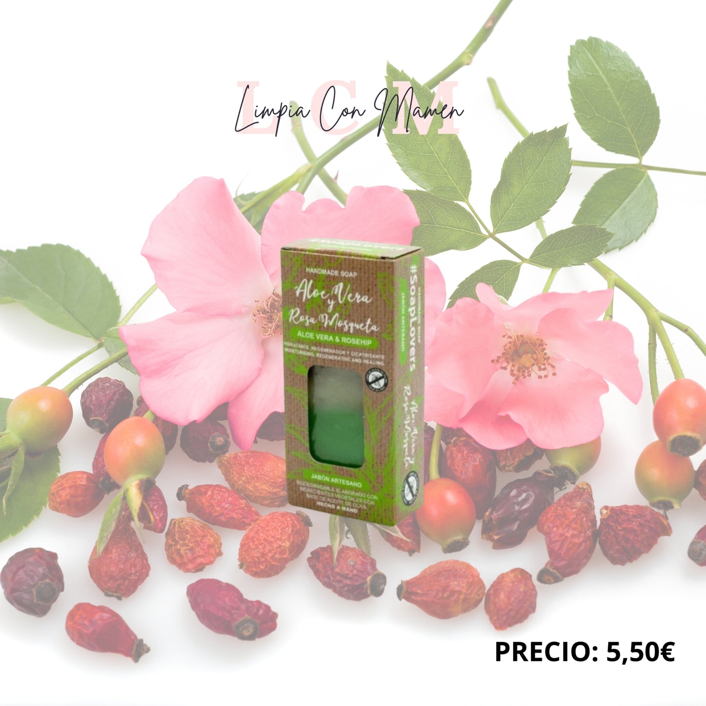 JABON NATURAL ALOE VERA Y ROSA MOSQUETA