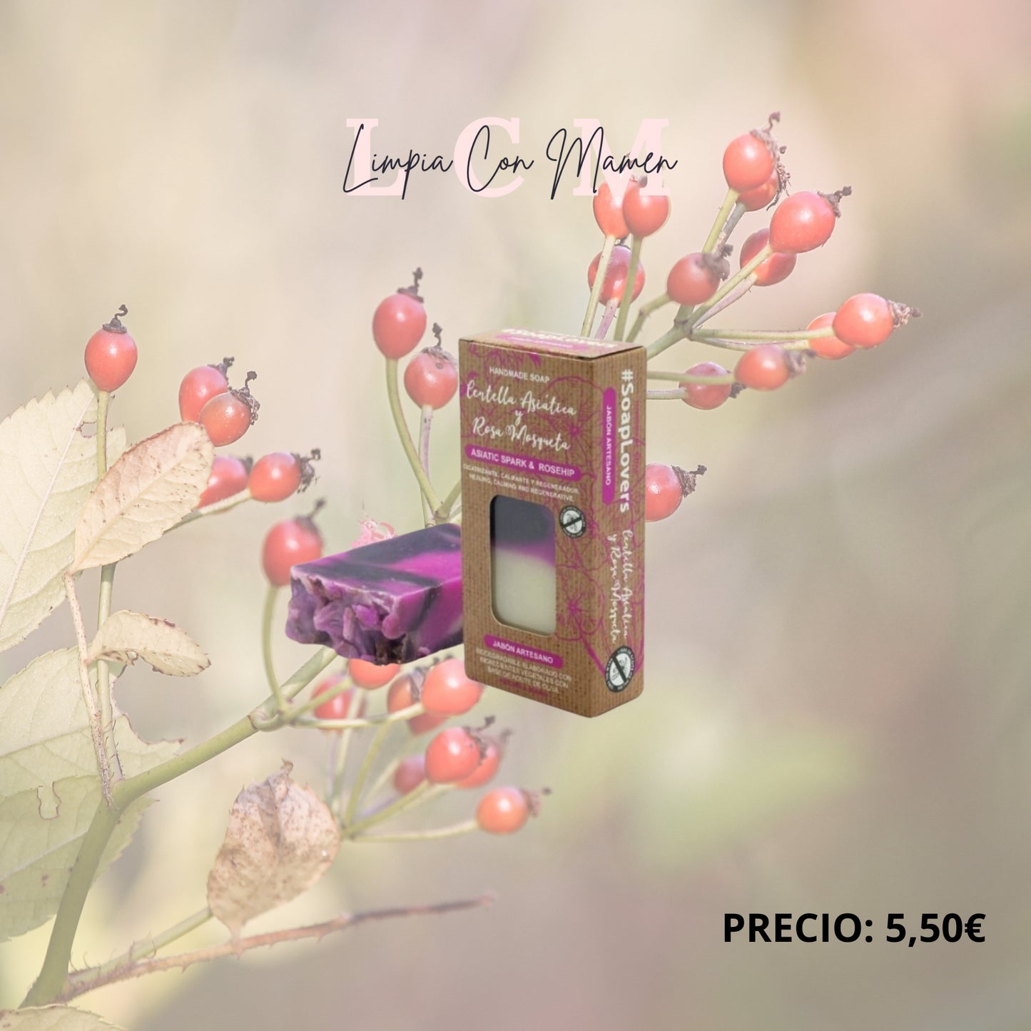 JABON NATURAL CENTELLA ASIATICA Y ROSA MOSQUETA