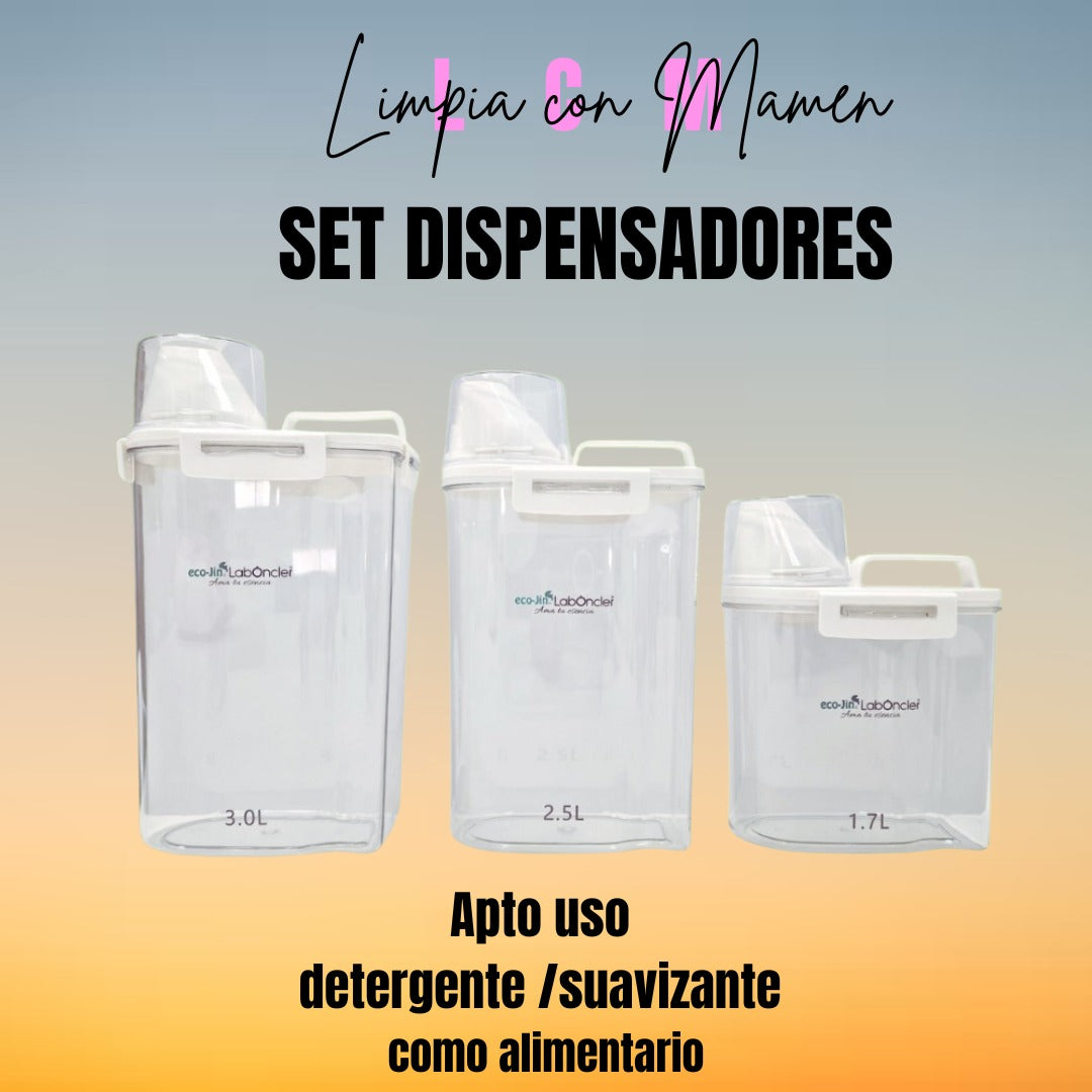 SET DISPENSADORES APTOS PARA DETERGENTE Y PARA USO ALIMENTARIO