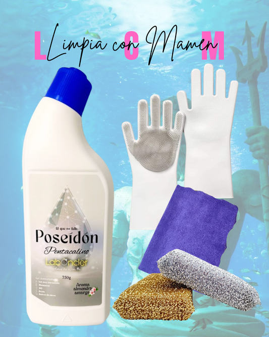 POSEIDON +GUANTES+ESTROPAJOS SILICONA+BAYETA MICRO