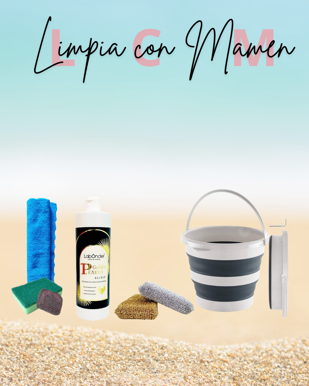 SET CUBO PLEGABLE+ELIXIR FREGASUELOS (A ELEGIR)+BAYETA MICROF.+ESTROPAJO ESPONJA+JABONOSO+ 2 ESPONJAS ANTIRRAYADURAS