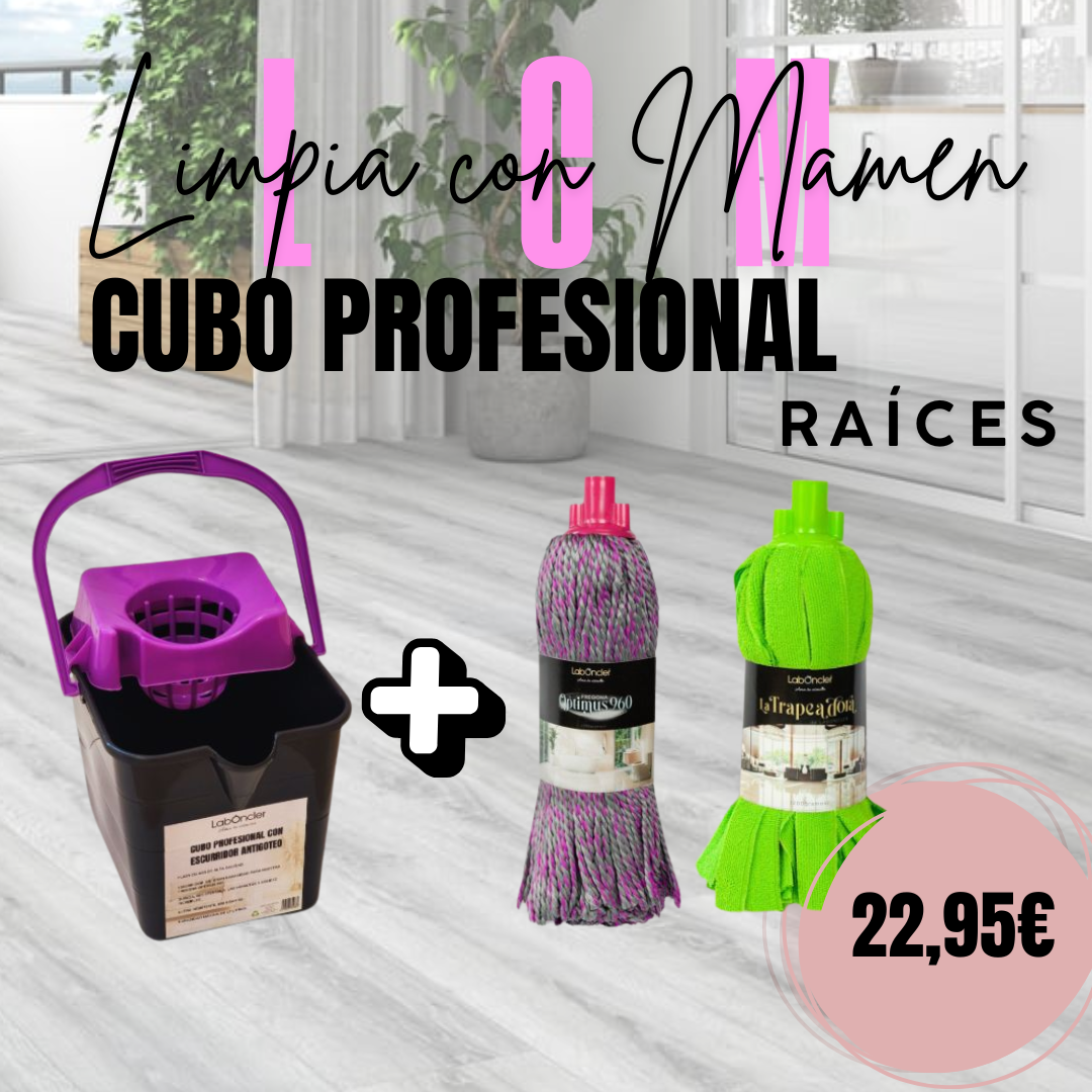 PACK CUBO ESCURRIDOR RAÍCES+2 FREGONAS A ELEGIR