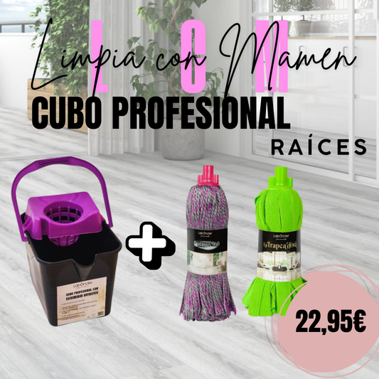 PACK CUBO ESCURRIDOR RAÍCES+2 FREGONAS A ELEGIR