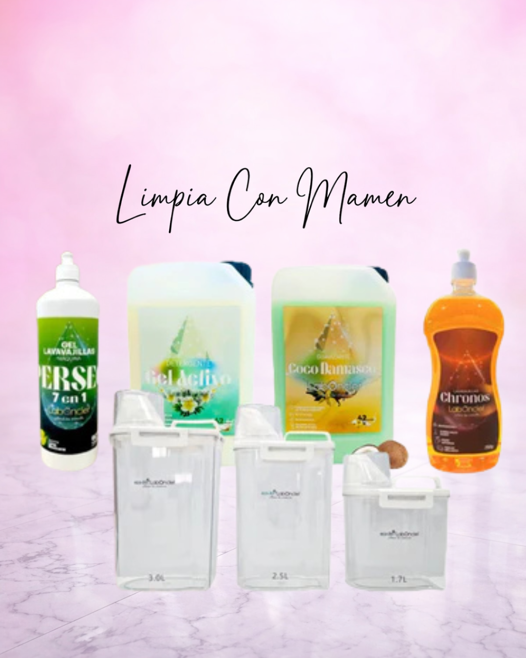 PACK COMPLETO: DETERGENTE + SUAVIZANTE + PERSEO + CHRONOS A ELEGIR + 3 DISPENSADORES