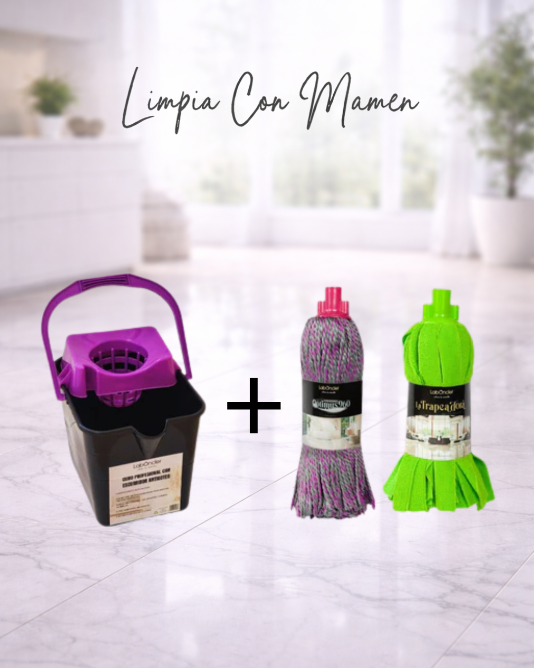 PACK CUBO ESCURRIDOR RAÍCES+2 FREGONAS A ELEGIR