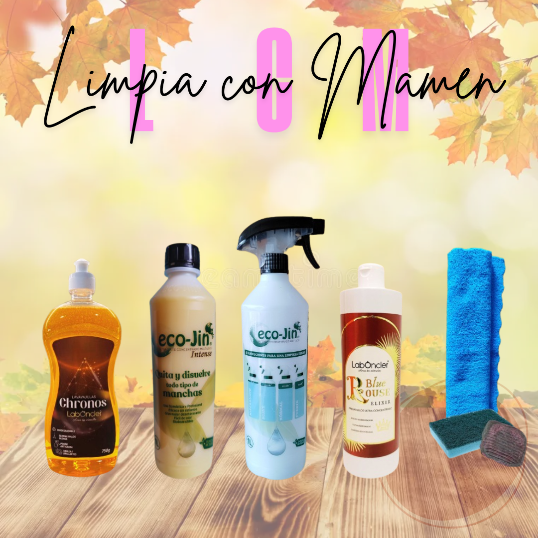 SET DE LIMPIEZA OTOÑO (ECO-JIN con DIFUSOR+CHRONOS+ELIXIR+BAYETA MICROFIBRA+EST.CON ESPONJA+EST.JABONOSO)
