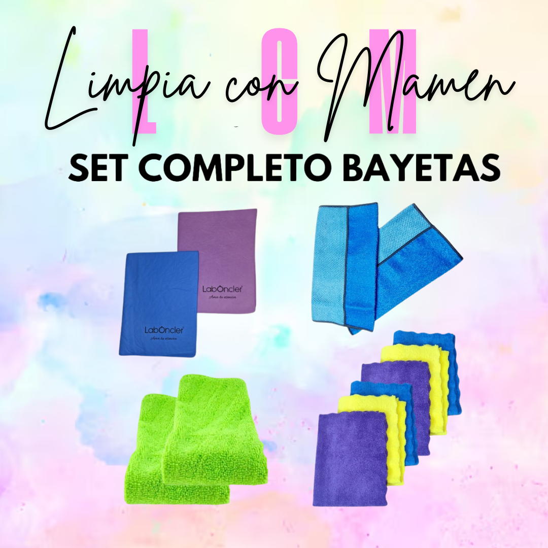 SET MIXTO DE BAYETAS: PVA (2)-DOBLE CARA (2)-MICROFIBRA (6)-PAÑO ANTIBACTERIANO (2)