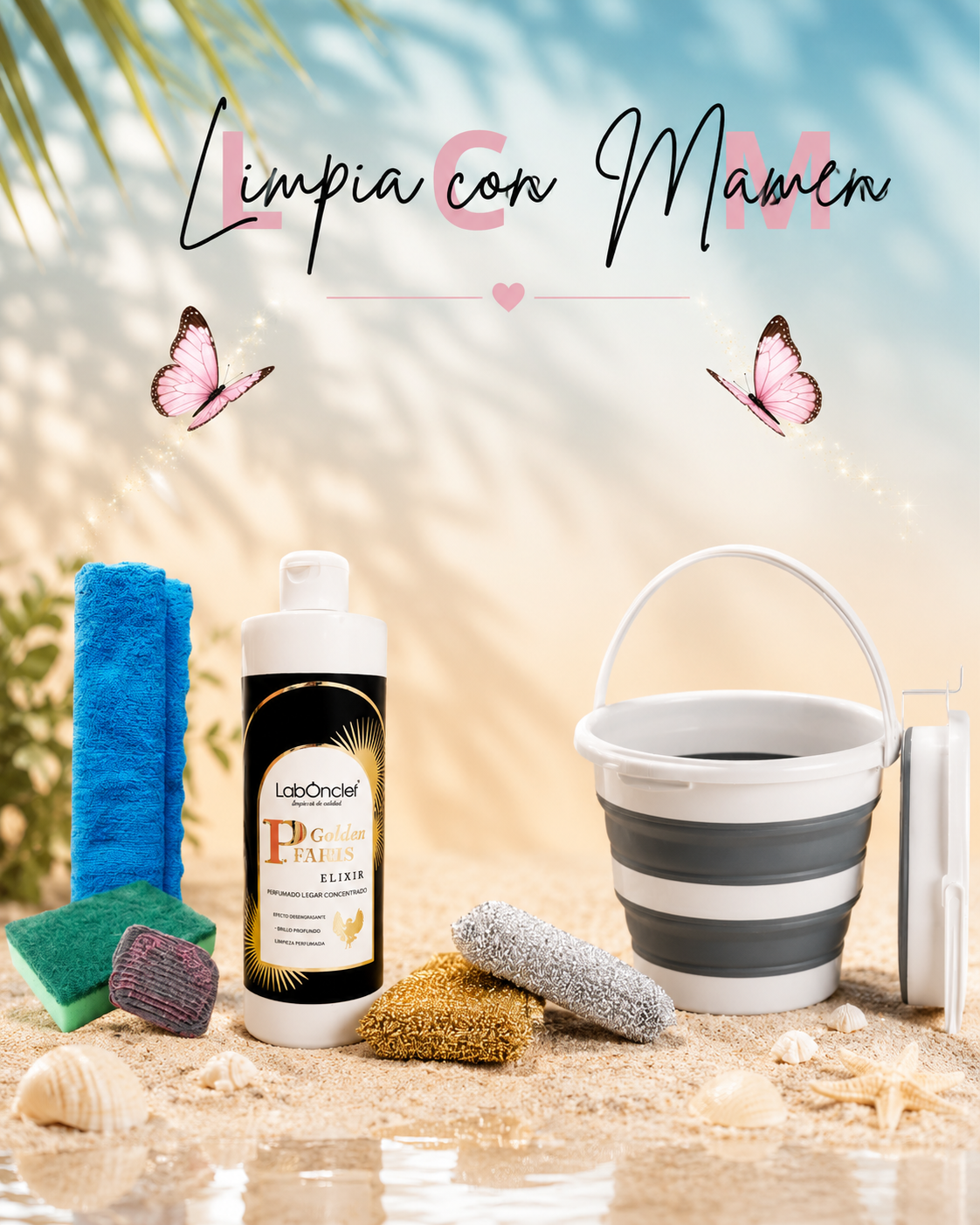 SET CUBO PLEGABLE+ELIXIR FREGASUELOS (A ELEGIR)+BAYETA MICROF.+ESTROPAJO ESPONJA+JABONOSO+ 2 ESPONJAS ANTIRRAYADURAS