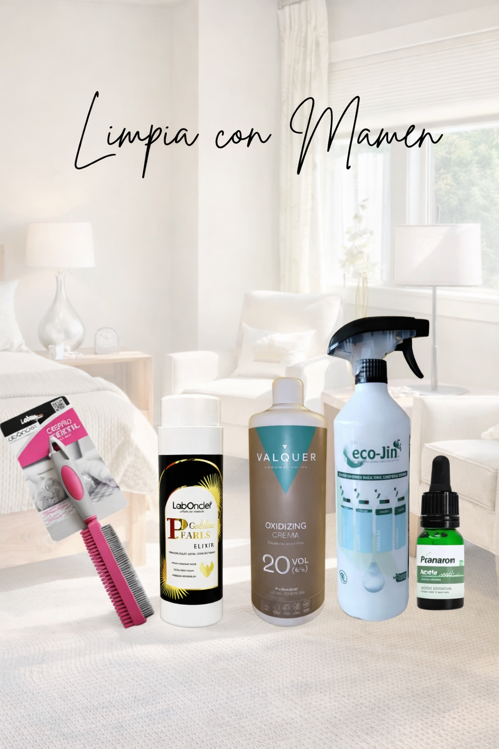 PACK CHAO OLOR (FREGASUELOS A ELEGIR+OXIDANTE+ESENCIA MENTA+DIFUSOR VACIO+CEPILLO TEXTIL ROSA)